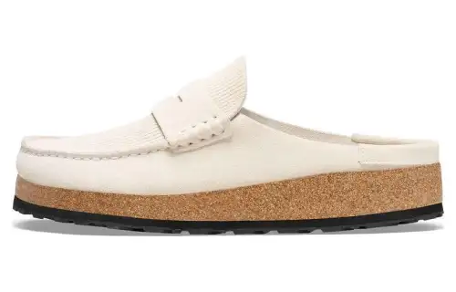 Birkenstock Suede Closed Toe Slippers Women's White Regular