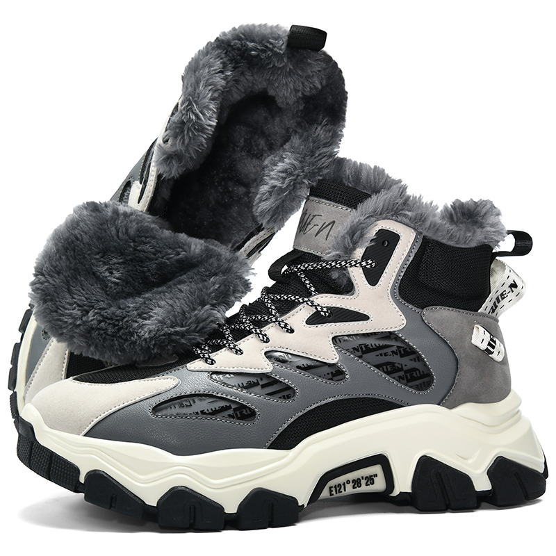 TRUEN Snow Boots Men's Black Gray White