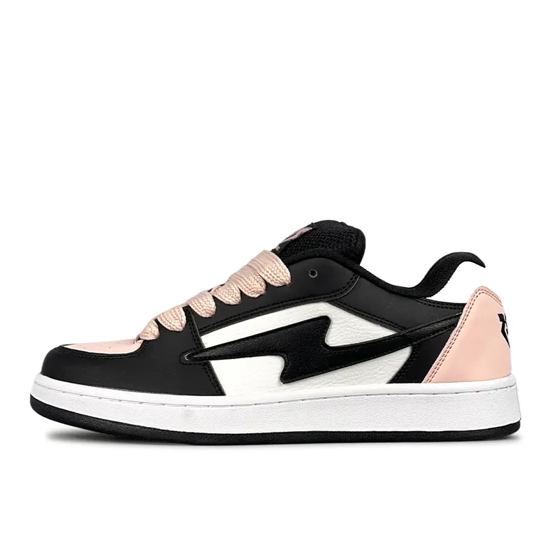 LuzaoT SUPER DRAG Lightning Puffy Shoes Low top Skateboard Shoes Women's Black Pink