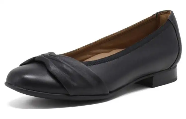 Clarks Top Grain Cow Leather Casual Shoes 1CM Women's Black