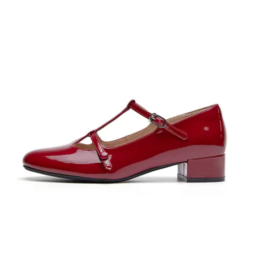 Marie Claire Mary Jane Shoes 3.3cm Women's Berry Red