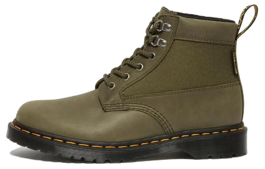 Dr.Martens Leather Short Combat Boots Men's Olive