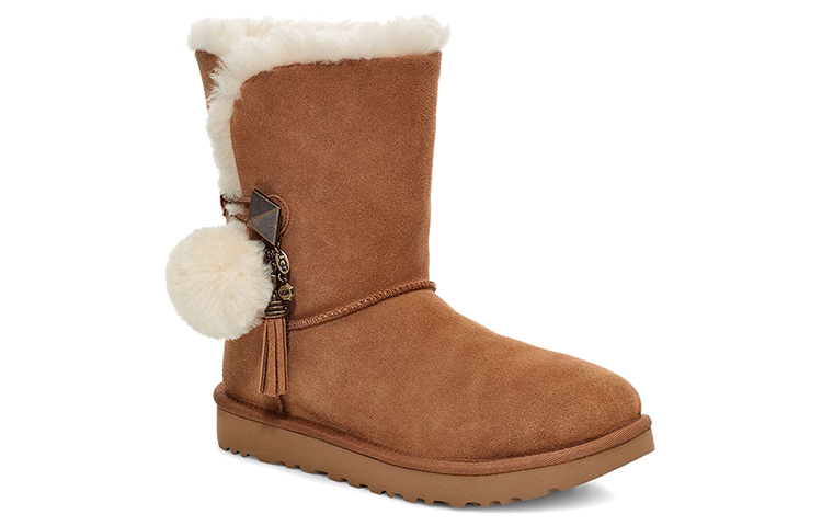 Женские сапоги UGG Lillian Pom (коричневые) — фото 3