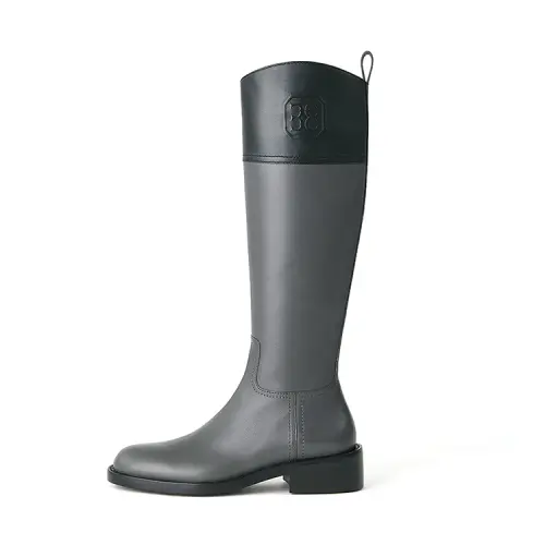 Marie Claire Cow Leather Knee high Boots 3.5cm Women's Starry Night Meteorite Gray
