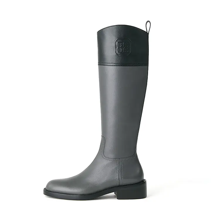 Marie Claire Cow Leather Knee high Boots 3.5cm Women's Starry Night Meteorite Gray