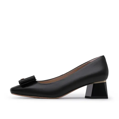 Chrisdien Deny Cow Leather Casual Shoes Low Heel Women's Black