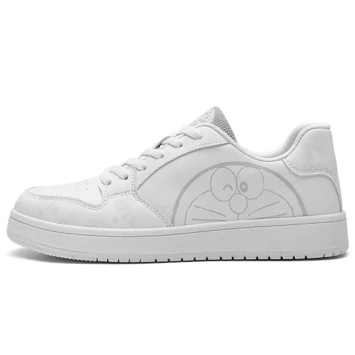 DoraemonA Microfiber Leather Low top Skateboard Shoes Unisex Vintage White