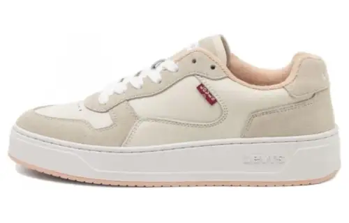 Levis Cow Leather Slip Resistant Cushioning Low top Skateboard Shoes Women's White Pink