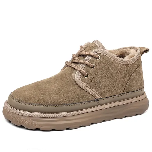 Mulinsen cow suede, warm, non-slip, comfortable, short-tube snow boots, men's style