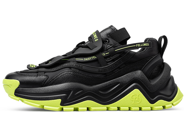 Daisy Fellowes Devil One Top Grain Cow Leather Low top Chunky Sneakers Unisex Black Green