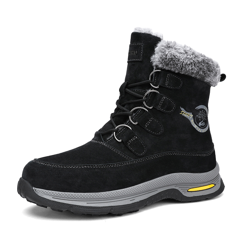 DUNNU Pigskin Slip Resistant, Abrasion Resistant, Thermal High top Mountaineering Shoes, Hiking Shoes Men’s