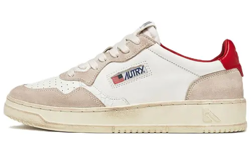 AUTRY Leather Lace Up Stylish Skateboarding Shoes White Umber