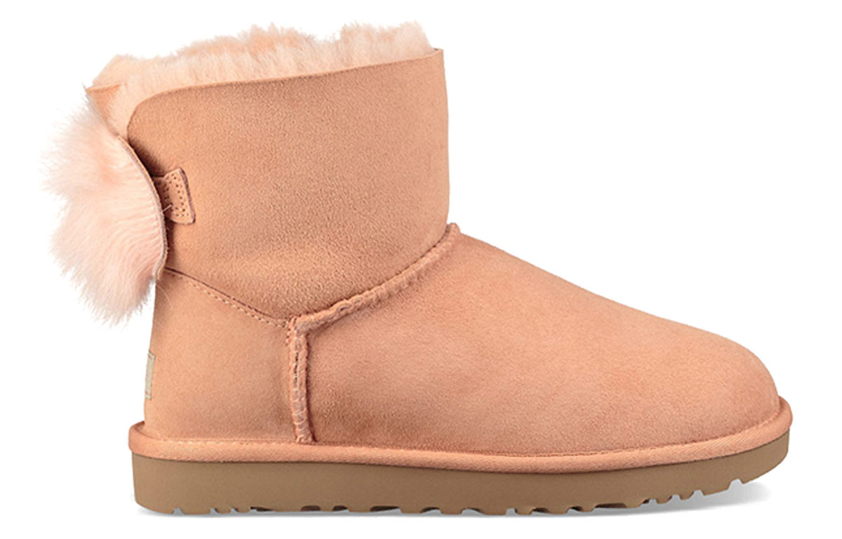 Женские ботинки UGG Fluff Bow Mini (розовые) — фото 2