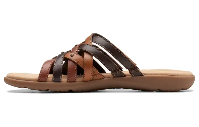 Clarks Leather Slide Slippers 2cm Women's Brown