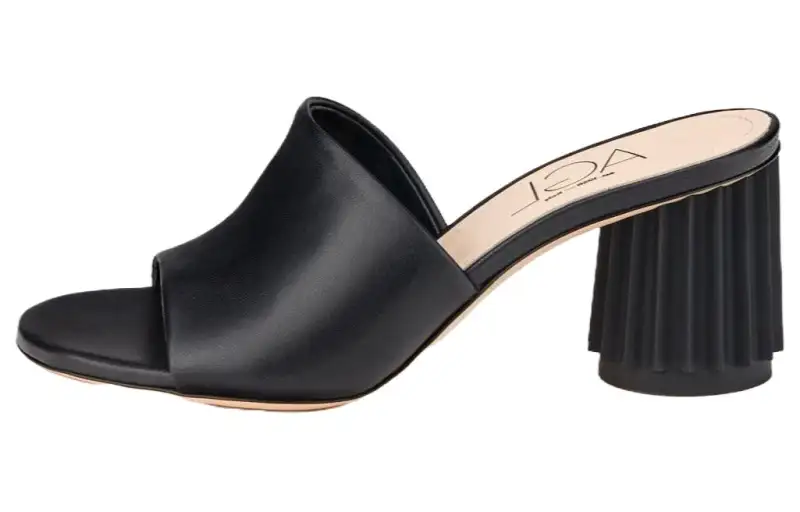 AGL Leather Slide Slippers 7cm Women's Black