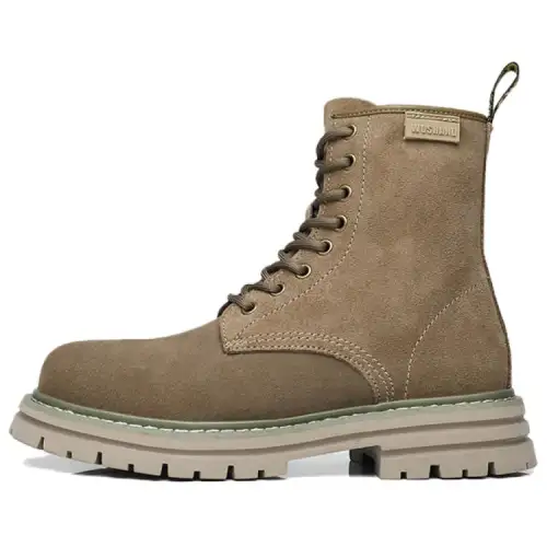 JANE HARLOW Leather Knee High Combat Boots Men's Khaki