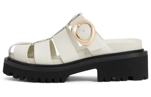 CHARLES&KEITH Composite Sole Closed Toe Slippers Women's Chalk White/Black