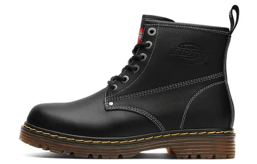 Dickies Top Grain Cow Leather British Style Short Combat Boots Men's Black