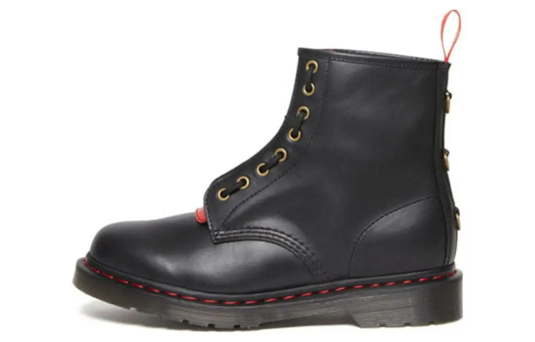 Dr. Martens 1460 Year Of The Rabbit Leather Lace Up Boots 'Black Red'