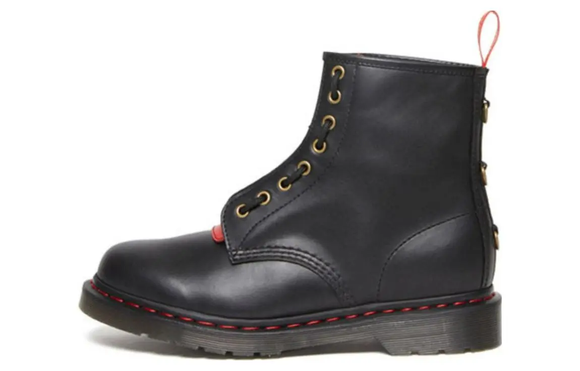 Dr. Martens 1460 Year Of The Rabbit Leather Lace Up Boots 'Black Red'