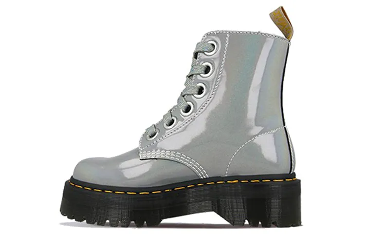 Dr.Martens Molly Short Combat Boots Women's Silver