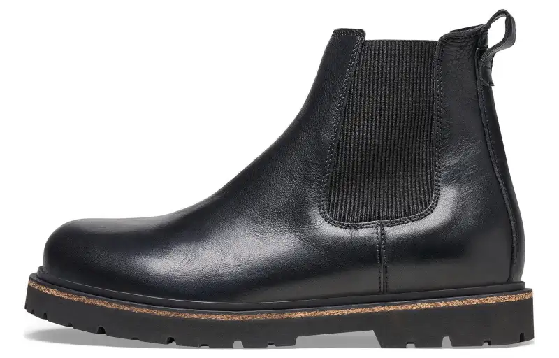 Birkenstock Leather Short Chelsea Boots Men's Black Narrow