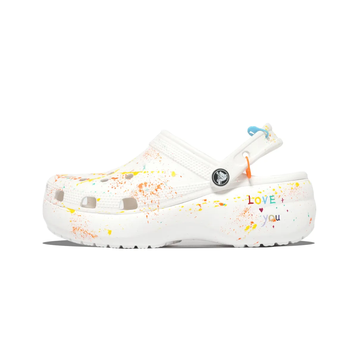 Crocs Classic Platform Clog Rainbow Candy, Ink Splatter, Individual Trendy, Fashion Versatile EVA Clogs Unisex
