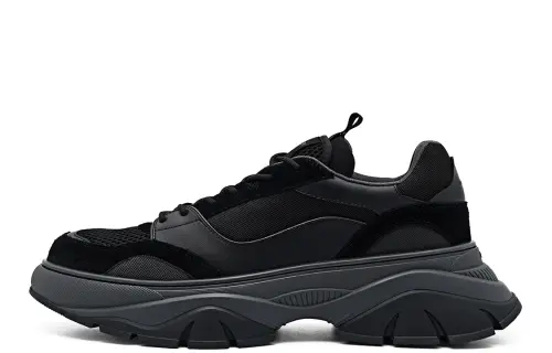 PEDRO Modern Delight Collection Leather Slip Resistant Low top Running Shoes Men's Black