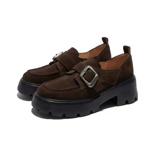 Marie Claire Cow Leather Loafers 6.5cm Women's