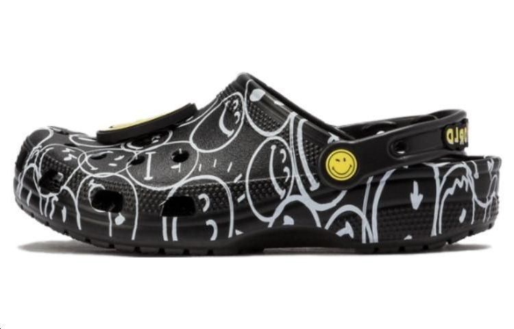 Crocs Smiley World Classic Clogs 'Black White Yellow' Women's