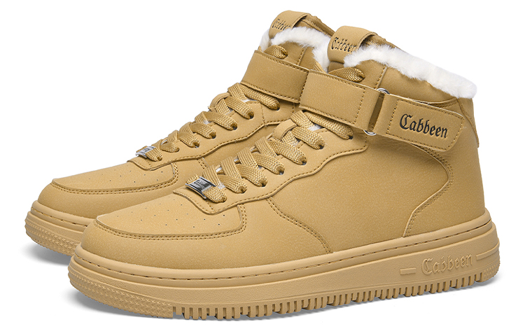 Cabbeen Synthetic Leather Thermal High top Skateboard Shoes Men's Khaki