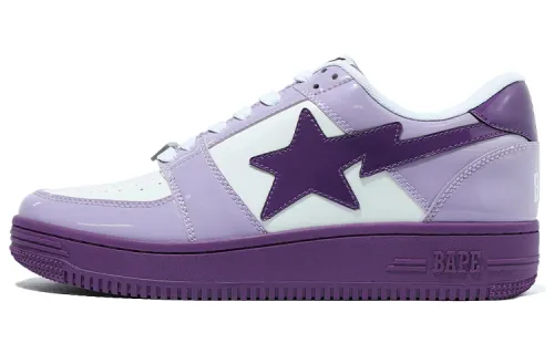 A BATHING APE BAPE STA Low top Stylish Skateboarding Shoes Men's White Purple