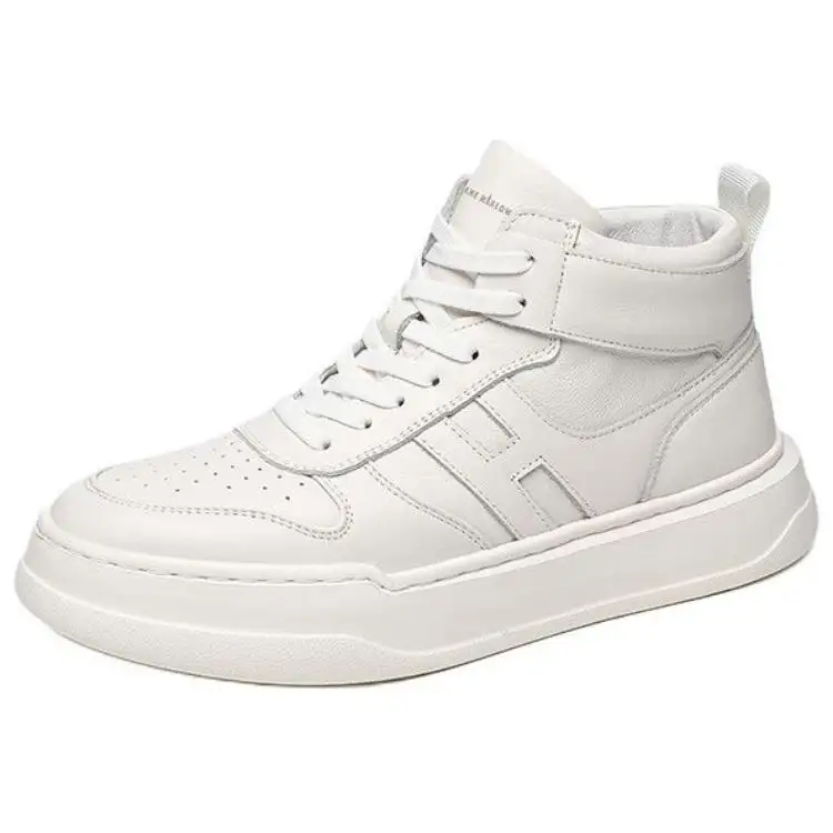 JANE HARLOW Top Grain Cow Leather High top Skateboard Shoes Men's White