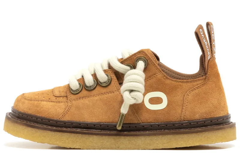 OETZI Cow Split Leather Low top Skateboard Shoes Unisex Brown