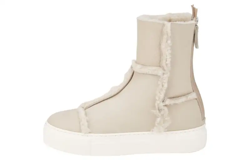 AGL Sheepskin Ankle Boots 3cm Women's Cream White