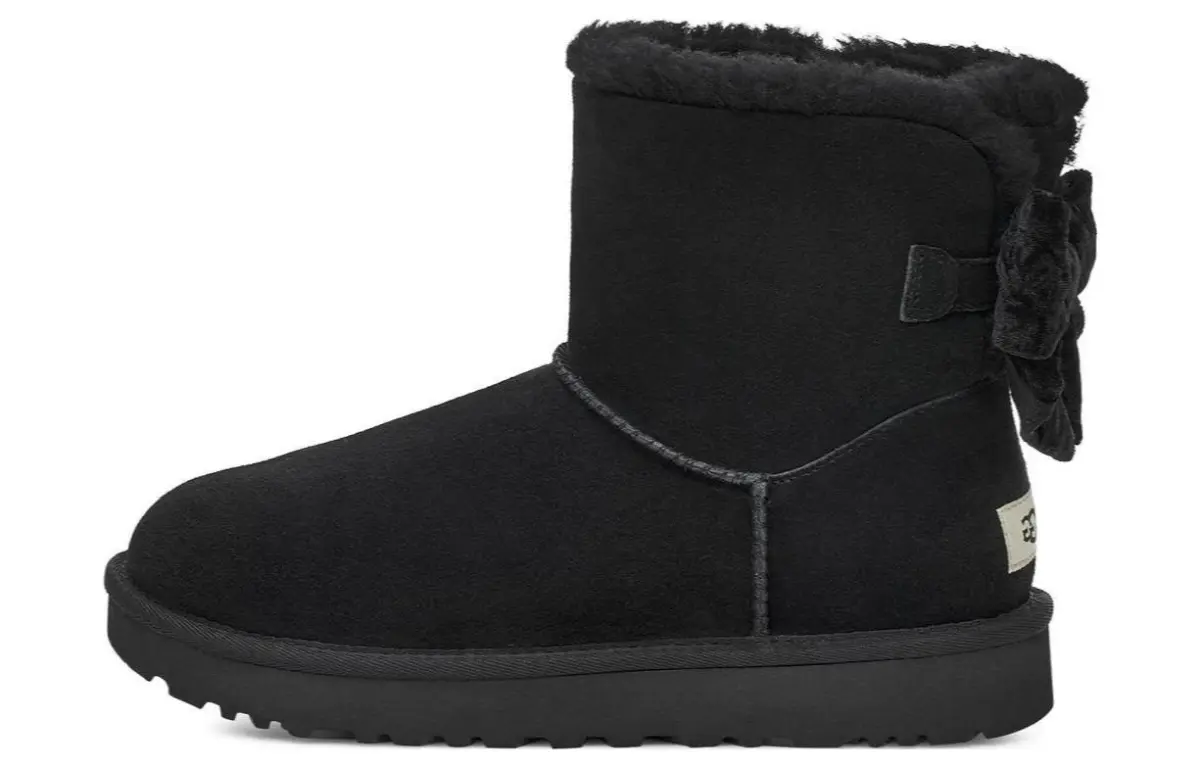 UGG Mini Bailey Bow Crushed Velvet Boot 'Black' Women's