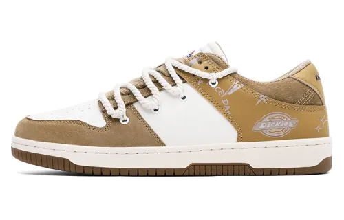Dickies Slip Resistant Abrasion Resistant Low top Skateboard Shoes Men's White Brown
