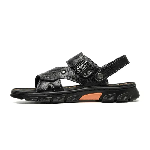 CARTELO Outdoor Casual Slippers Cow Leather Beach Sandals Men's