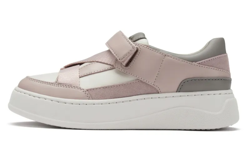 Clarks Cow Leather Low top Skateboard Shoes Women's White Pink