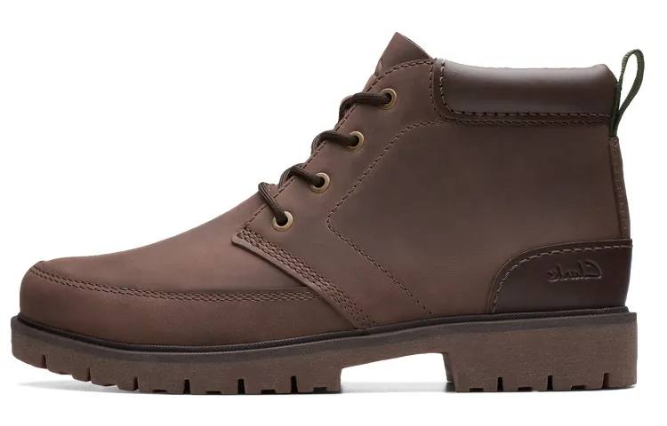Clarks Cow Leather Short Combat Boots Men's Brown