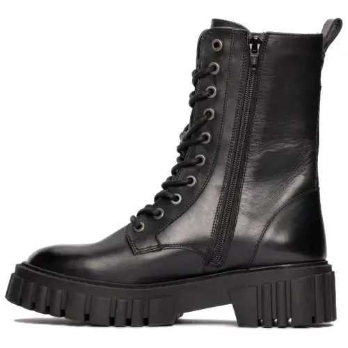 Clarks Leather Comfortable Short Combat Boots 4.4cm Women's Black