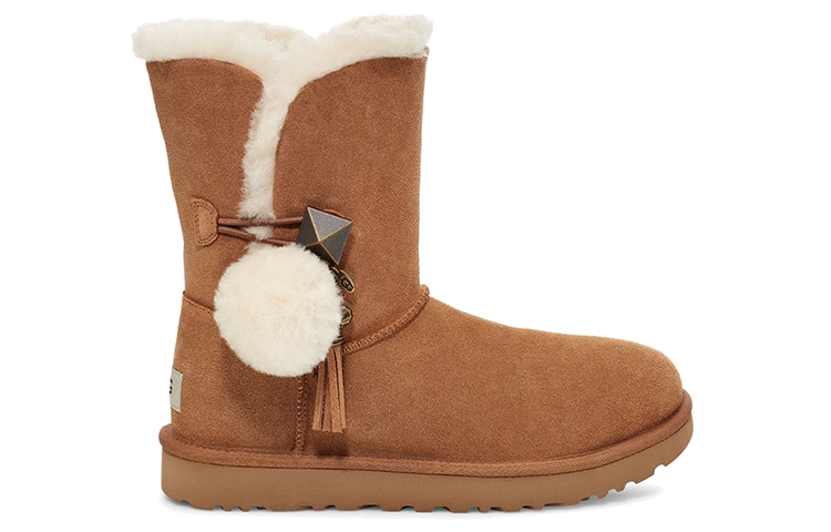 Женские сапоги UGG Lillian Pom (коричневые) — фото 2