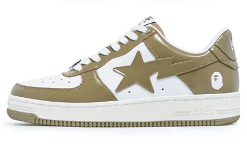 A BATHING APE STA Low top Stylish Skateboarding Shoes Women's White Brown
