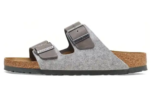 Birkenstock Suede Slide Slippers Unisex Light Gray