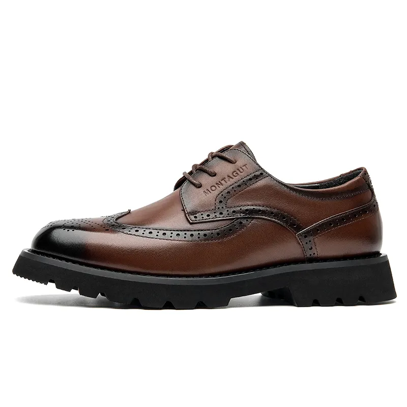 Montagut Casual Leather Shoes Men's Low Top Brown/Black