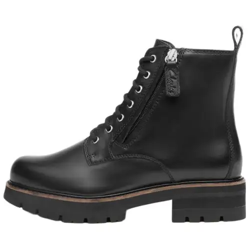 Clarks Short Combat Boots Women's Black