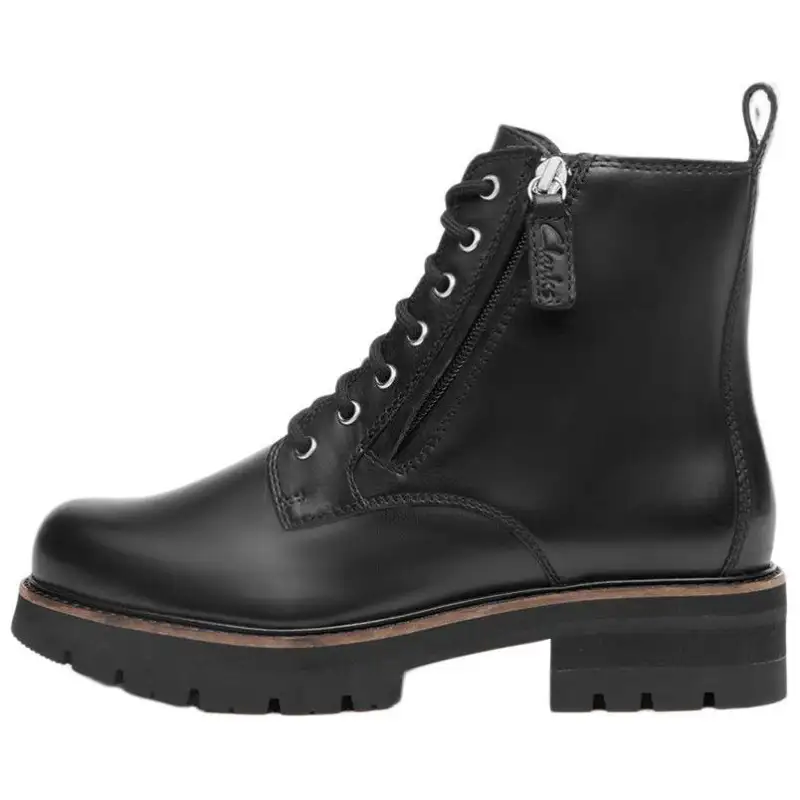 Clarks Short Combat Boots Women's Black