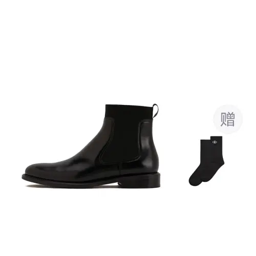 PEDRO Top Grain Cow Leather Short Chelsea Boots 2.5cm Men's Black