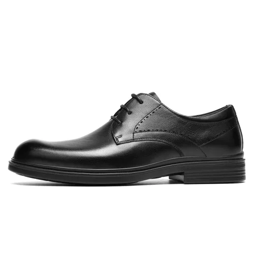 AOKANG cow leather British classic yuppie luxury business workplace trendy temperament simple and versatile, comfortable, non-slip and wear-resistant, high-end sense, literary wear, formal leather shoes, men's black