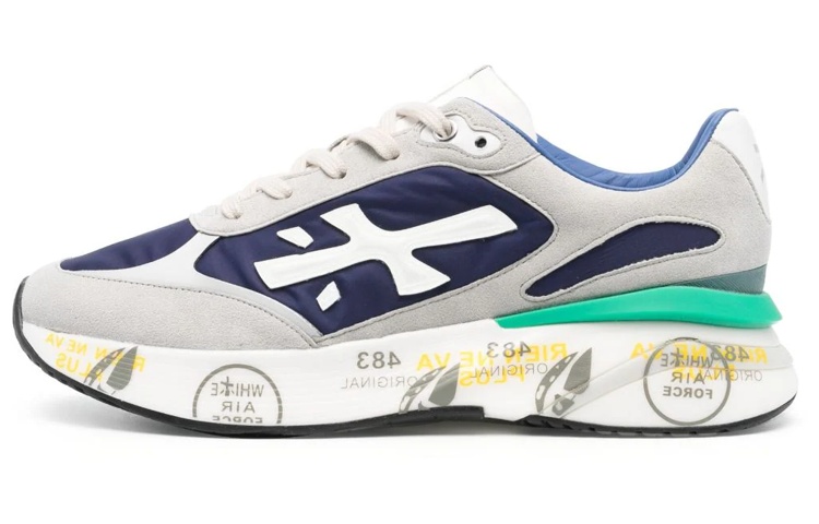 PREMIATA Leather Low top Casual Shoes Men's Gray Blue